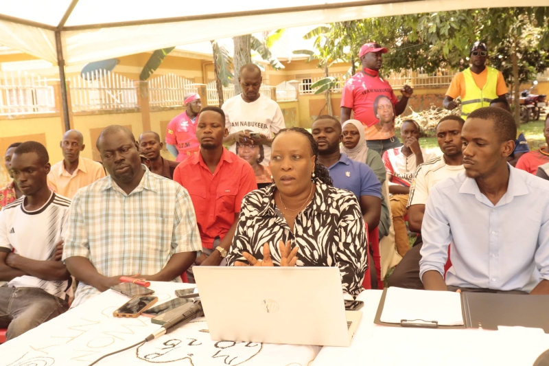 Hon Hanifa Nabukeera addressing media at her home in Lumuli